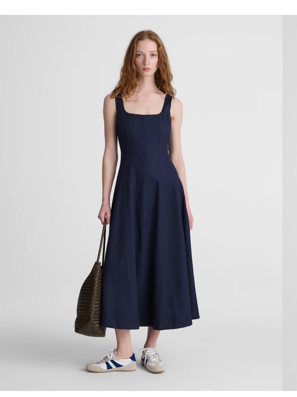 Madewell The Rylee Navy Blue Midi Dress Size 6 $168 NWT